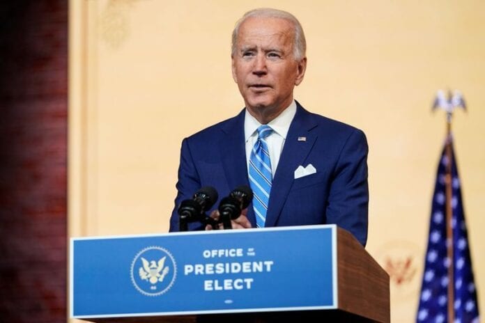 Presidente eleito dos EUA, Joe Biden, em Wilmington, Delaware
